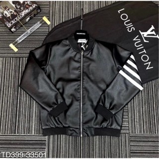  Áo Khoác Da Nam Nữ Họa Tiết Phối Tay Thêu Sọc Cực Nét - Áo Khoác Jacket Lót Gió Bo Chun Dày Dặn Cao Cấp Boy Phố 