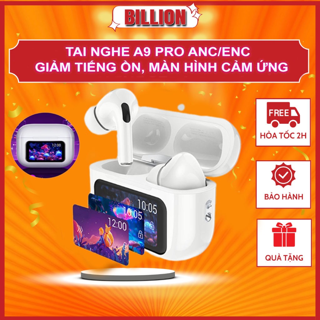 Tai Nghe Bluetooth A9 Pro ANC Màn Hình LCD Bluetooth 5.3 Bass Siêu Hay Chính Hãng