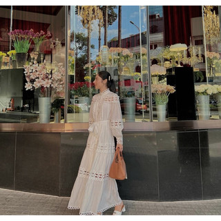 Đầm thiết kế phối ren style Pháp (có sẵn) dáng dài