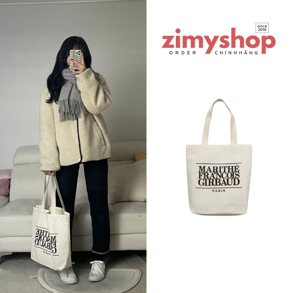 CHÍNH HÃNG TÚI TOTE VẢI MARITHE CLASSIC LOGO ECO BAG HÀN QUỐC