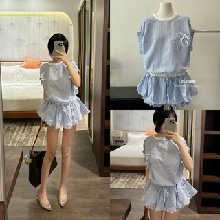 [ CÓ SẴN ] VÁY JUM XANH TAY HẾN NƠ XOÈ ĐIỆU | by25