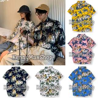 Áo Sơ Mi Đi Biển chất vải Tơ Đũi mềm thoáng mát - Hoạ tiết Thơm Dứa Cây Dừa Hoa Sứ - Áo Đôi Đồng Phục Nhóm Lớp