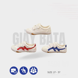 Giày Bata trắng quai dán cho học sinh, giày trắng đi học