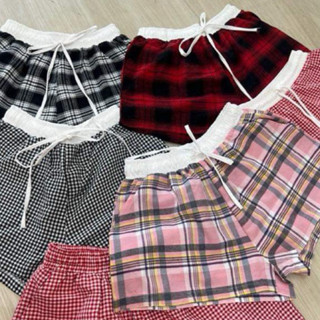 Quần short đùi nữ kẻ caro phối cạp trắng 3 màu siêu Hot_677