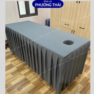 Ga giường spa CÓ LỖ, ga giường massage có khoét lỗ thở úp mặt vải thun lạnh