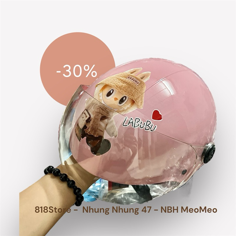 Mũ bảo hiểm trẻ em có kính chắn gió cao cấp in stick labubu cinnamon kuromi người nhện gấu dâu Loại 