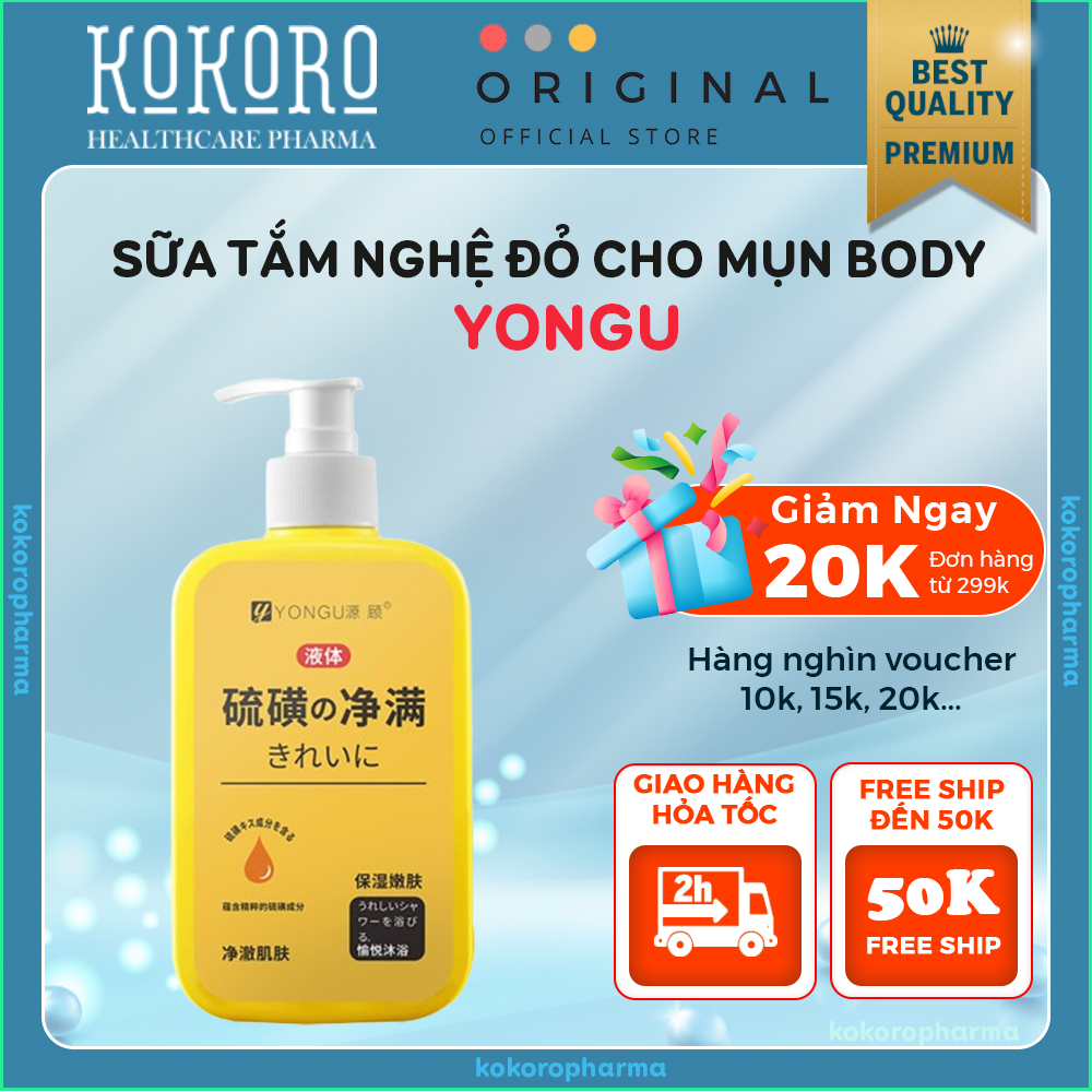 Gel Đào Thải Mụn Nghệ Đỏ YONGU, Sữa Tắm YONGU Giảm Mụn Lưng, Vảy Nến, Dày Sừng Nang Lông Không Để Lạ