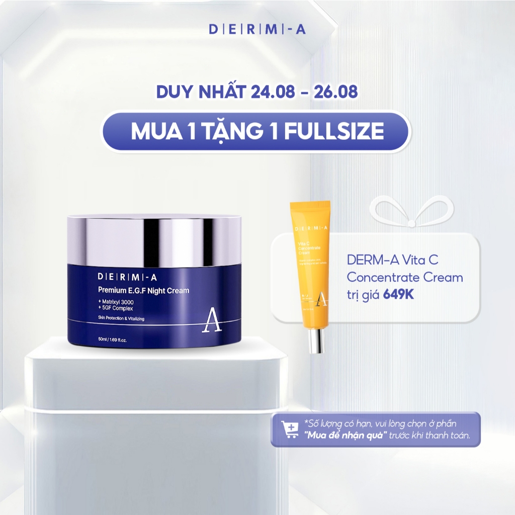 Kem Đêm Ngăn Ngừa Lão Hóa Cao Cấp DERM-A Premium E.G.F Night Cream