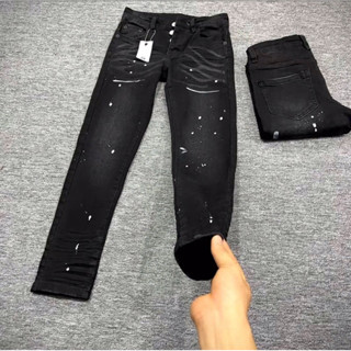 Quần Jean Purple 4 Cúc Co Giãn Vảy Sơn Hoạ Tiết Trơn