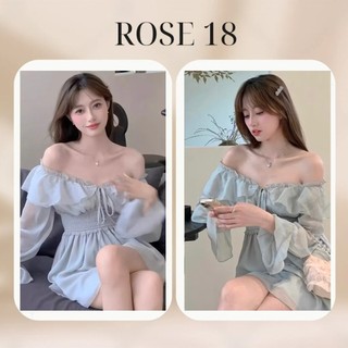 (Ảnh Thật) Đầm Nữ Trễ Vai Bèo Ngực Dáng Xoè