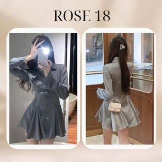 (Ảnh  thật ) Đầm Sơmi Lụa Dáng Xoè A Dài Tay Siêu Xinh TH136
