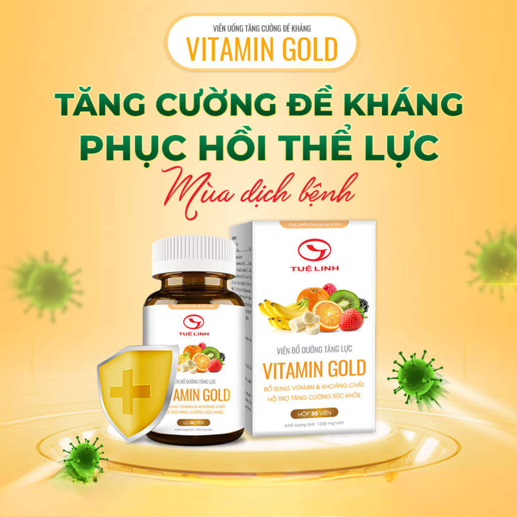 Viên bổ dưỡng tăng lực VITAMIN GOLD - Tuệ Linh (Hộp 30 viên)