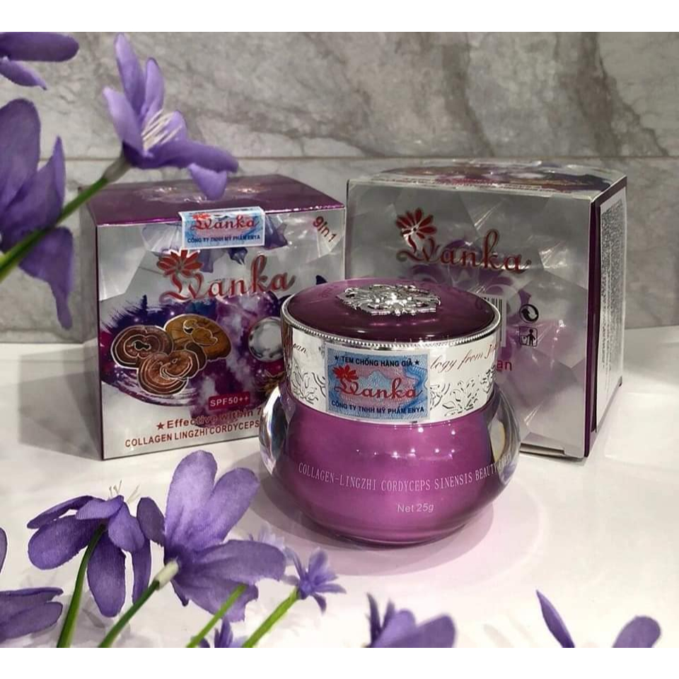 Kem LVANKA dưỡng trắng cap cấp Linh Chi - Đông Trùng 9in1 (tím) 25g
