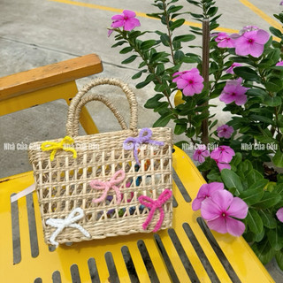 Giỏ cói đan size nhỏ siêu xinh ( ảnh thật )