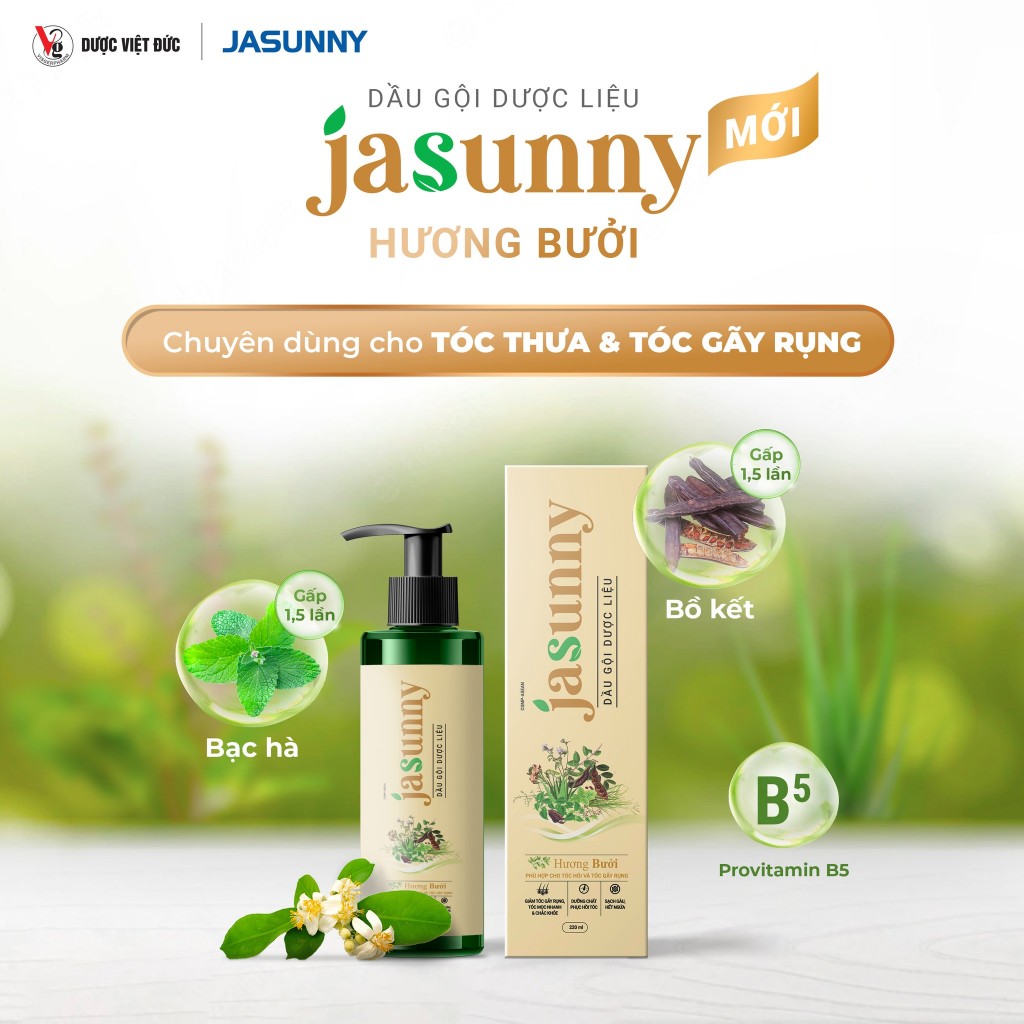 Dầu gội dược liệu Jasunny Hương bưởi / Chuyên dùng cho người tóc thưa, tóc gãy rụng