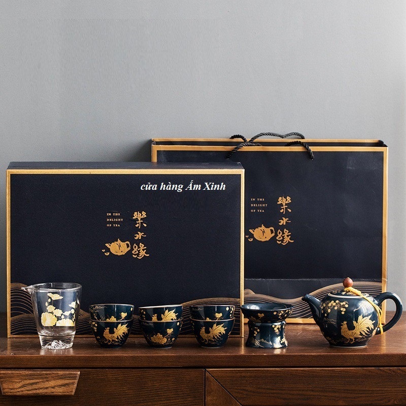 Bộ ấm chén sứ pha trà đạo (đầy đủ như hình)