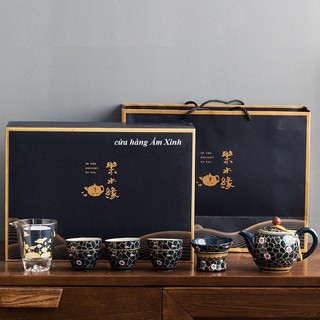 Bộ ấm chén sứ pha trà đạo (đầy đủ như hình)