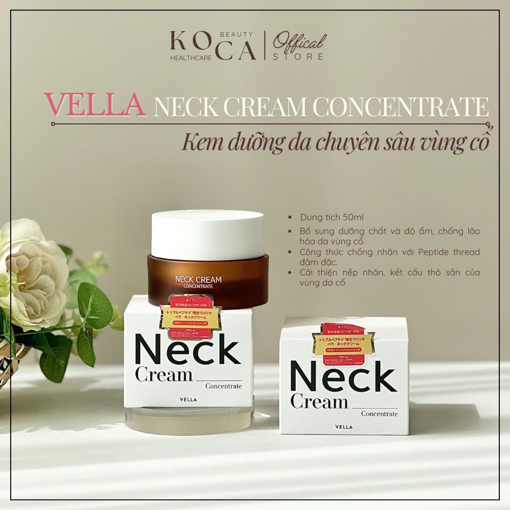 KEM DƯỠNG DA CỔ VELLA NECK CREAM ULTIMATE AGE KILLER 50ml - Chống Lão Hóa, Săn Chắc Da, Làm Mờ Nếp Nhăn
