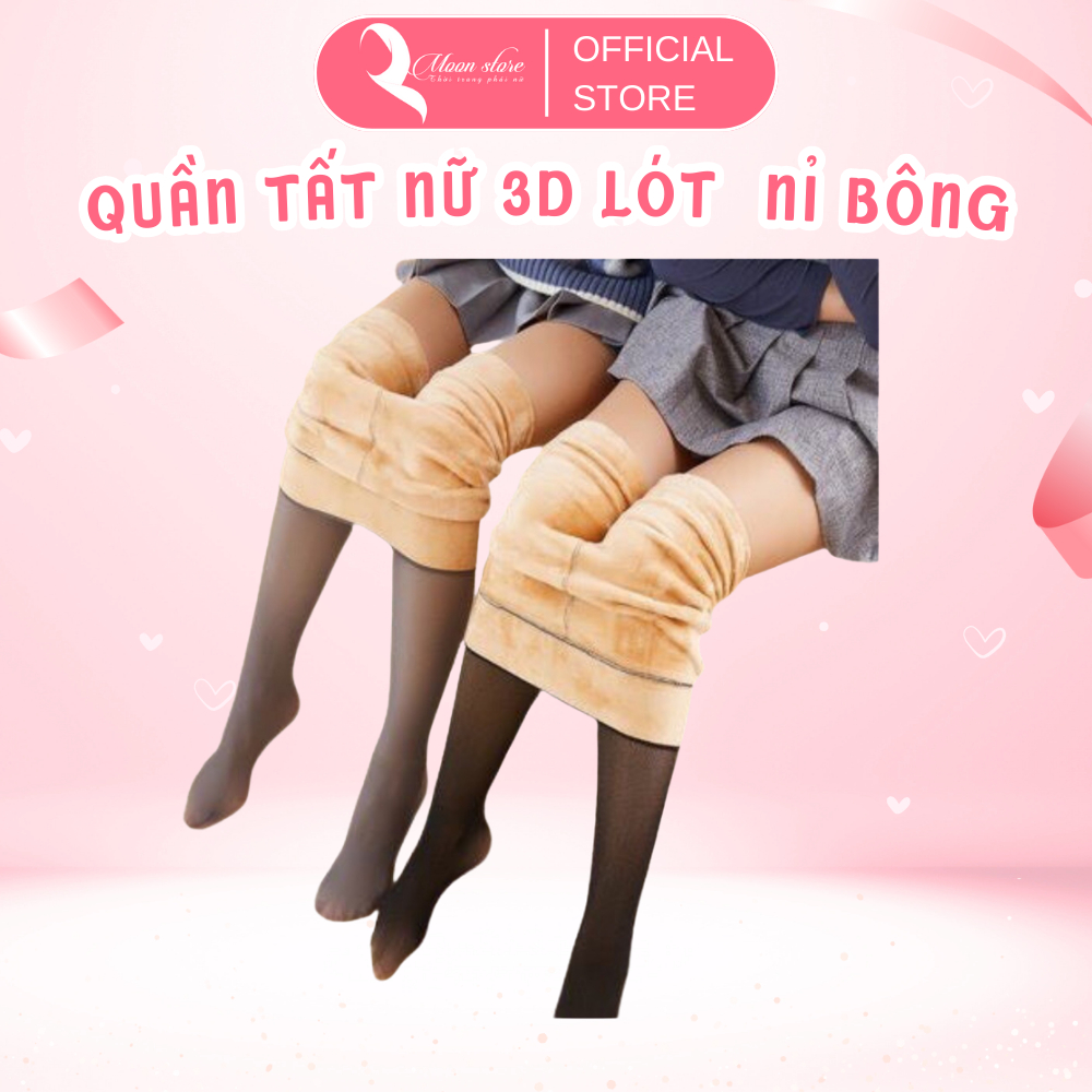 Quần tất nữ 3D lót nỉ bông lông màu đen, nâu cafe, ghi khói siêu dày đẹp giữ nhiệt mùa đông QT05