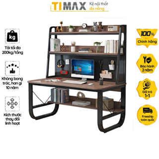 Bàn làm việc tại nhà, bàn học cho bé TIMAX khung bàn chữ U chắc chắn kết hợp giá sách có lỗ treo đồ