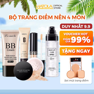 Set trang điểm nền đầy đủ gồm kèm lót, kem nền, kem che khuyết điểm, phấn phủ đồ makeup siêu hottrend  Hatola