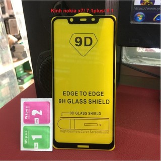 Kính cường lực Nokia 8.1/ Nokia X7 Full Màn Hình Viền Đen và Trong Suốt Ko Full Tai Thỏ cao cấp, bền đẹp