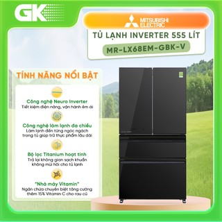 Mr-lx68em-gbk-v - tủ lạnh 4 cửa french door mitsubishi electric inverter 564l mr-lx68em-gbk