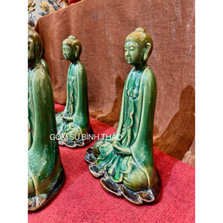 Tượng Phật ngồi thiền, Tượng decor trang trí, Tượng Phong Thủy Gốm sứ Bát Tràng Men Ngọc Lục Bảo
