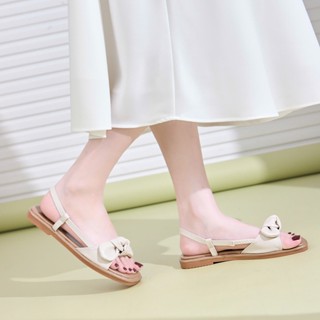  Giày Sandal Nữ MWC E104 - Sandal Nữ Đế Bệt Quai Ngang Thắt Nơ Siêu Xinh Thời Trang Thanh Lịch 