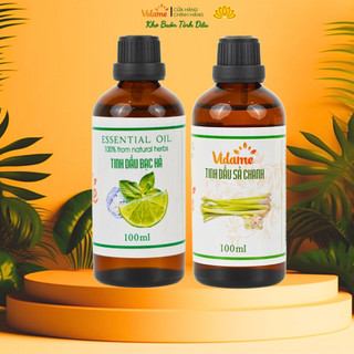 CB 2 LỌ 100ML Tinh dầu Sả Chanh + Bạc Hà VIDAME  Nguyên Chất - Hàng Chính Hãng, Xông Phòng, Khử Mùi