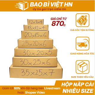Combo 10 Hộp carton nắp gài nhiều kích thước đựng quần áo, phụ kiện, mỹ phẩm -Bao bì Việt HN(1)