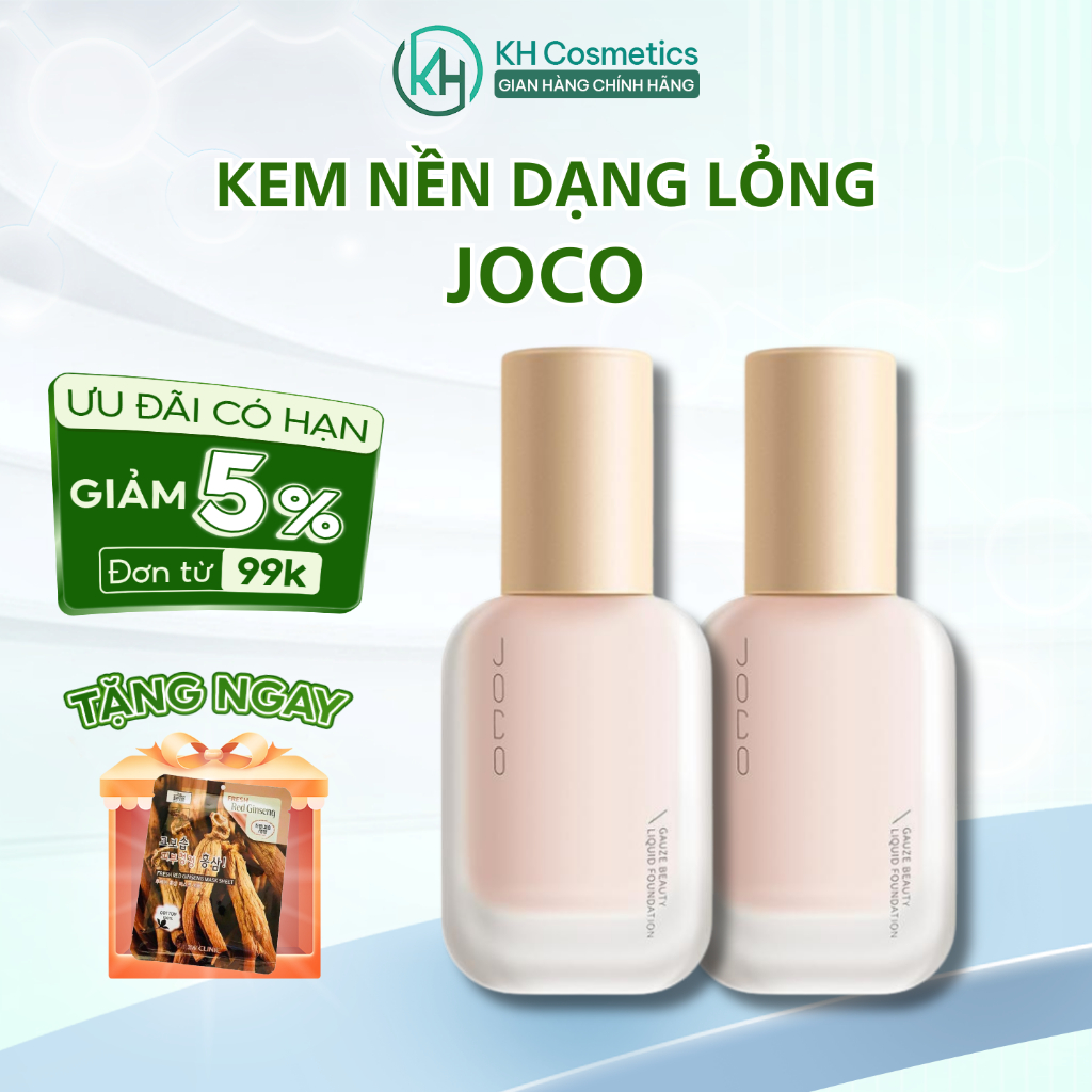 Kem nền dạng lỏng JOCO - Kem nền JOCO dạng lỏng che khuyết điểm, mỏng nhẹ, bền màu, chống nước, kiềm dầu, trong suốt, ch