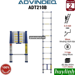 Thang nhôm rút đơn advindeq adt210b - 3.2 mét - tặng chốt chống kẹt tay