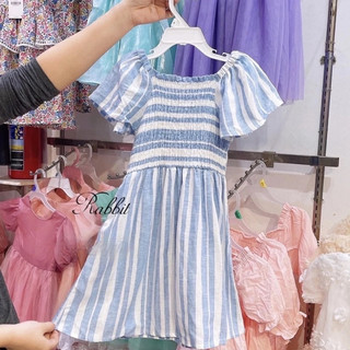 Váy smock kẻ xanh Dunnes
