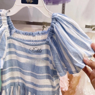Váy smock kẻ xanh Dunnes
