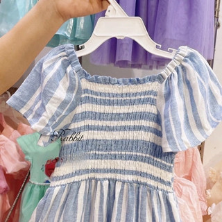 Váy smock kẻ xanh Dunnes