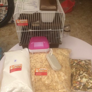 Combo Lồng 2 tầng nhỏ +full đồ nuôi hamster