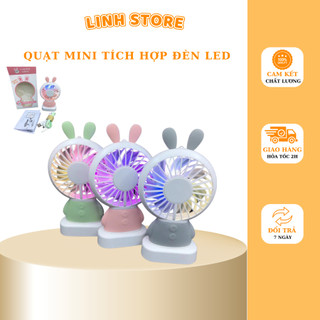 Quạt mini siêu dễ thương tích hợp đèn led Linglong Rabbit