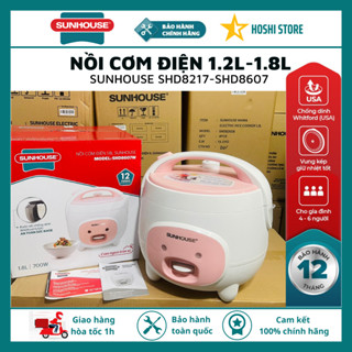Nồi cơm điện chính hãng 1.2L -1.8L SUNHOUSE SHD8607W/ SHD8217W, bảo hành toàn quốc 12 tháng