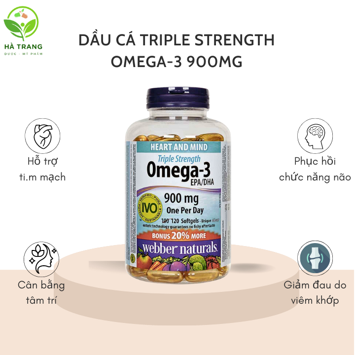 Dầu cá Omega 3 Triple Strength 900mg Webber Natural EPA/DHA