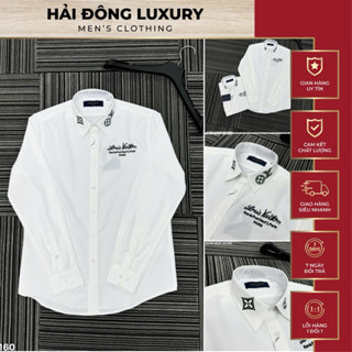 Sơ Mi Trắng Dài Tay Cho Nam L V logo thêu sắc nét,chuẩn fom lên dáng cực đẹp