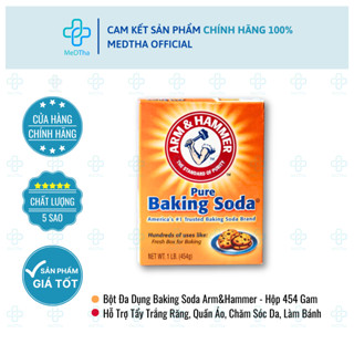 Baking soda - Bột hỗ trợ tẩy trắng răng, tẩy trắng quần áo, chăm sóc da, làm bánh USA (Hộp 454g)