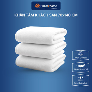 Khăn tắm khách sạn trắng trơn HANTEXHOME 100% cotton, mềm mại, thấm hút, không xù tiêu chuẩn 5 sao