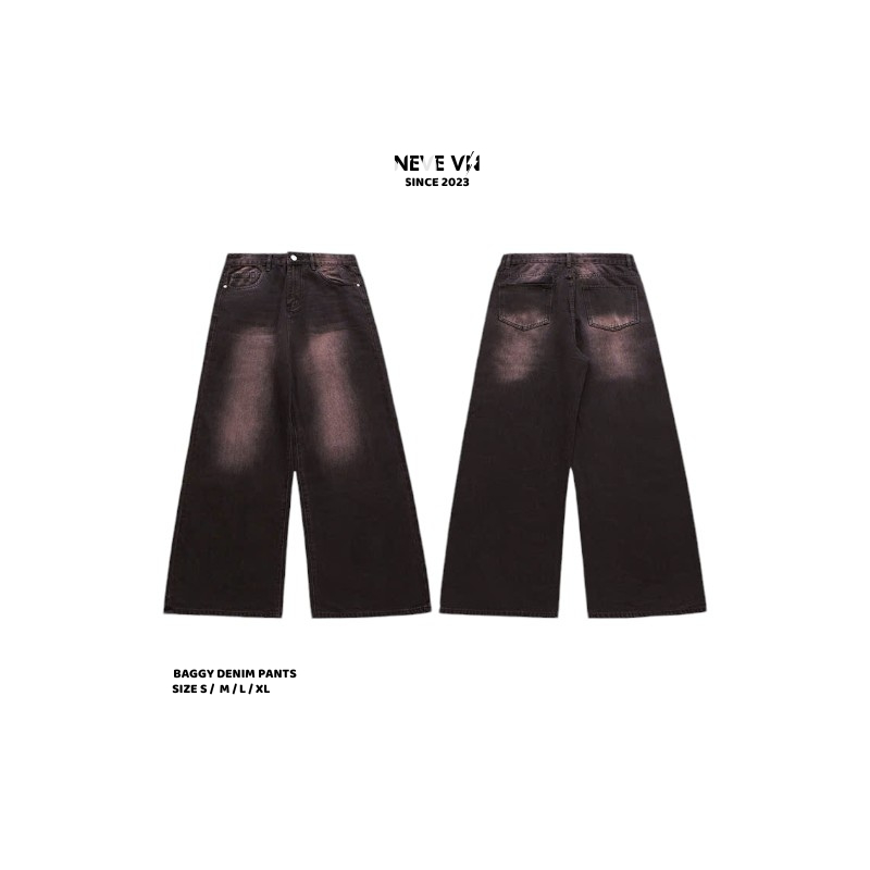 BAGGY DENIM JEANS PANST UNISEX PURPLE WASH