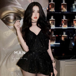 Đầm body kim sa đá biling biling cổ yếm đi tiệc đi bar siu sang chuẩn mẫu mặc hàng có sẵn