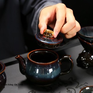 Bộ ấm chén men Thiên Mục Lông Thỏ Hỏa Biến