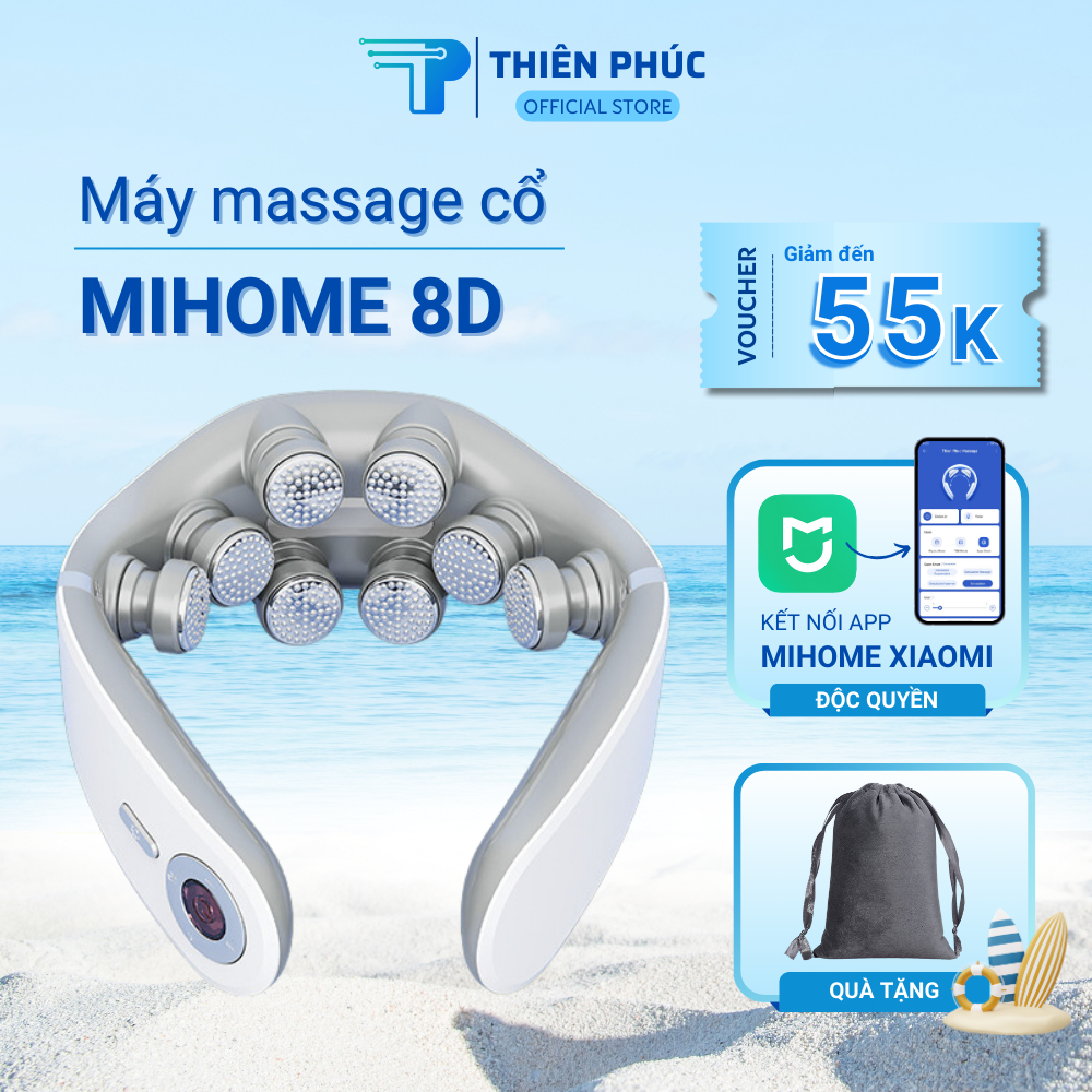 Máy massage cổ vai gáy 8D kết nối App Mihome, mát xa rung kết hợp xung điện, chườm ấm giảm đau mỏi