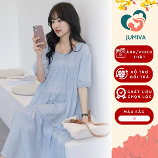 Đầm Suông, Váy Bầu Mùa Hè Dáng Dài Qua Gối Chất Vải Mát Thời Trang Công Sở Mẫu Mới 2025 JUMIVA