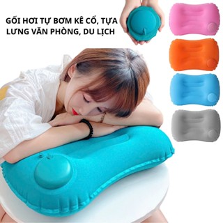 Gối hơi kê cổ tự bơm gấp gọn vòng công thái học tiện lợi khi đi máy bay, ô tô, cắm trại, du lịch.