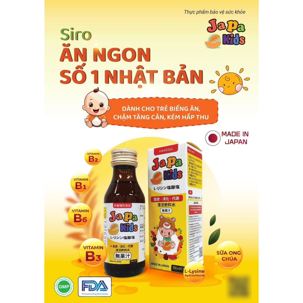 [Mua 3 Tặng 1] Siro Ăn Ngon Cho Bé Japa Kids Chính Hãng Chai 100ML